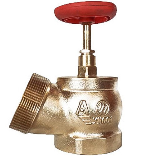 Клапан пожарный латунь угловой 125 гр КПЛ 50-1 Ду 50 1,6 МПа муфта-цапка Апогей
